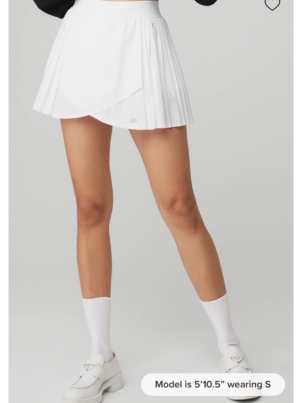 ALO Yoga White Pleated Wrap-Front Mini Skirt